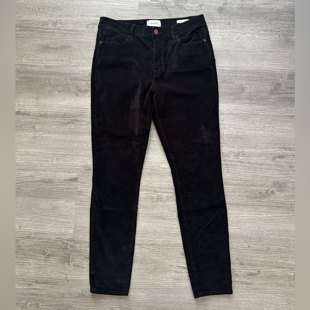 Frame Denim velvet Le High Skinny in Classic Black Sz 29 neutral